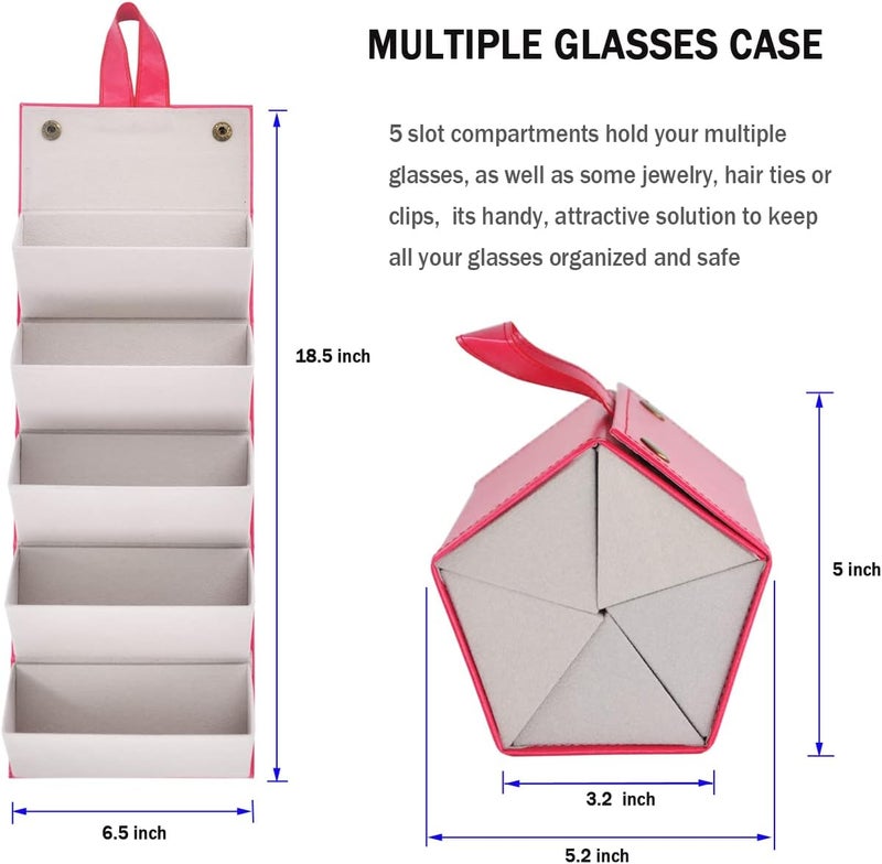 Kenpal Sunglasses Storage Organizer Holder Foldable Travel Case with 5 Slot Compartments for Multiple Glasses - Image 4